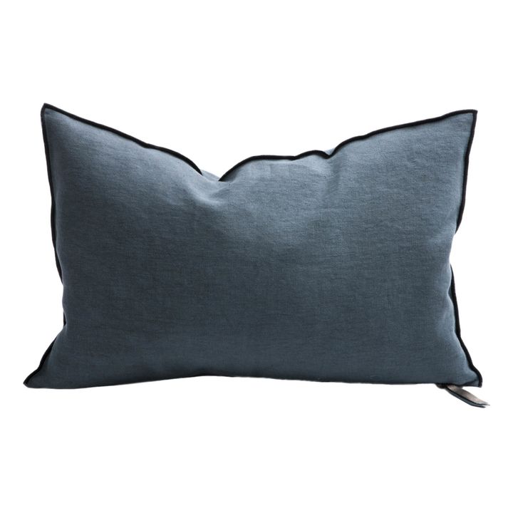 Coussin Vice Versa Black Line en lin stone washed | Encre- Image produit n°0