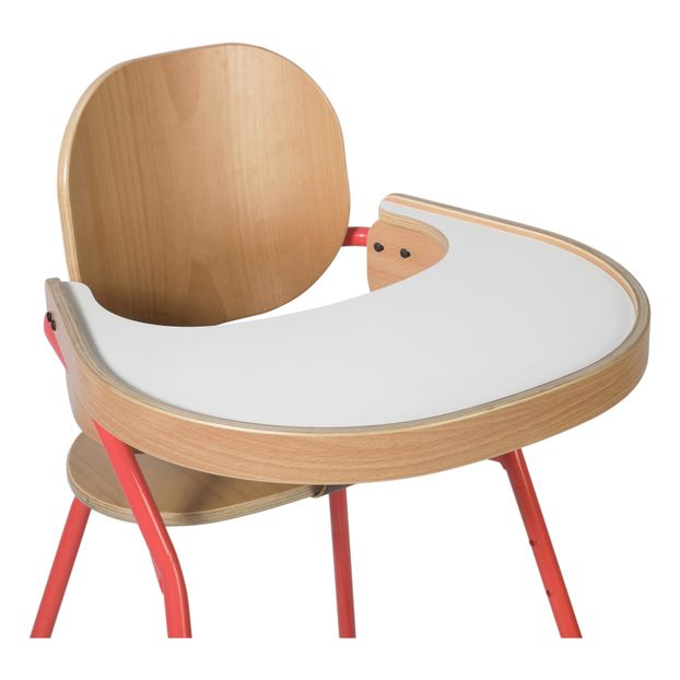 Chaise haute avec tablette Tibu, structure métal et bois, entre-jambe en cuir-product