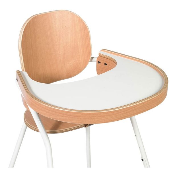 Chaise haute avec tablette Tibu, structure métal et bois, entre-jambe en cuir-product