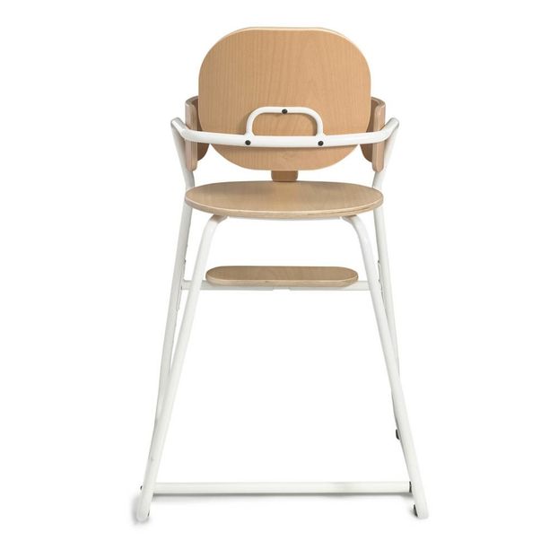 Chaise haute avec tablette Tibu, structure métal et bois, entre-jambe en cuir-product