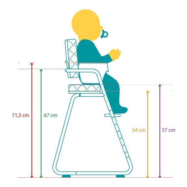 Chaise haute avec tablette Tibu, structure métal et bois, entre-jambe en cuir-product