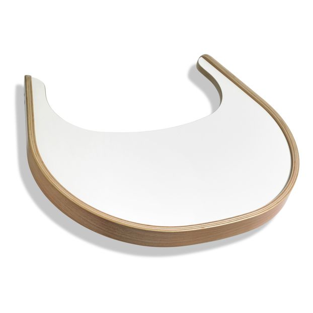 Chaise haute avec tablette Tibu, structure métal et bois, entre-jambe en cuir-product
