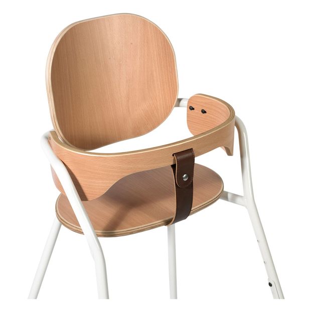 Chaise haute avec tablette Tibu, structure métal et bois, entre-jambe en cuir-product