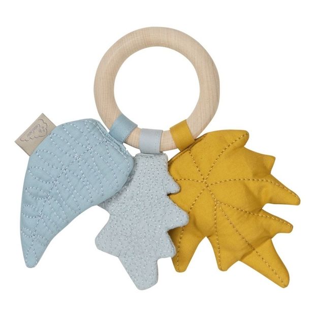 Hochet en bois et coton bio Feuilles-product