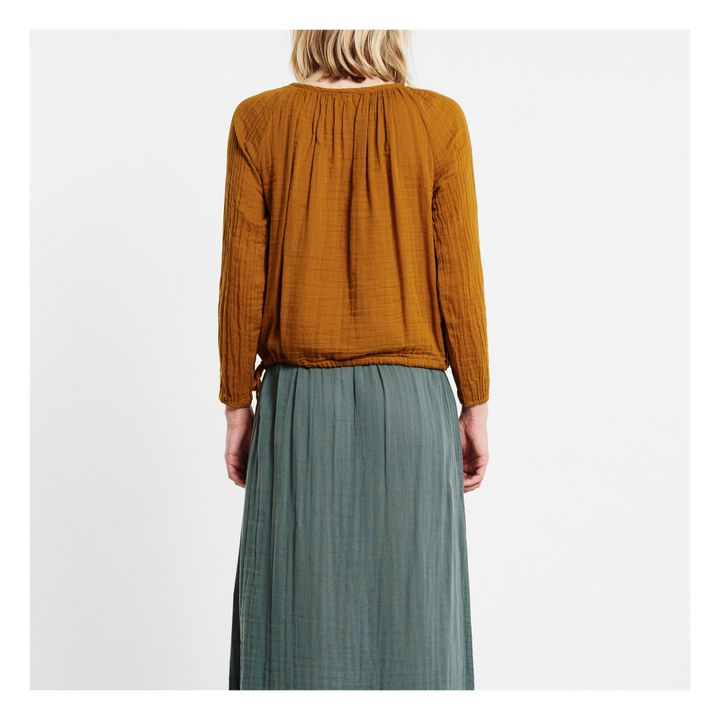 Langarm Bluse Naia-Damenkollektion Senffarben Gold S024- Produktbild Nr. 4