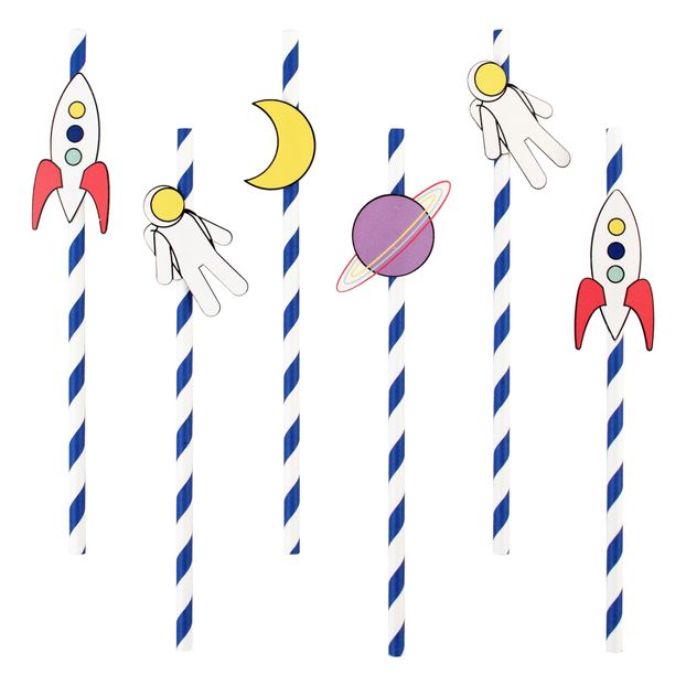 Pailles en papier Cosmonaute - Lot de 12-product