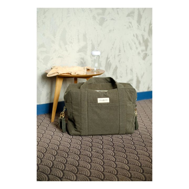 Sac à langer Darcy en coton recyclé | Vert kaki- Image produit n°3