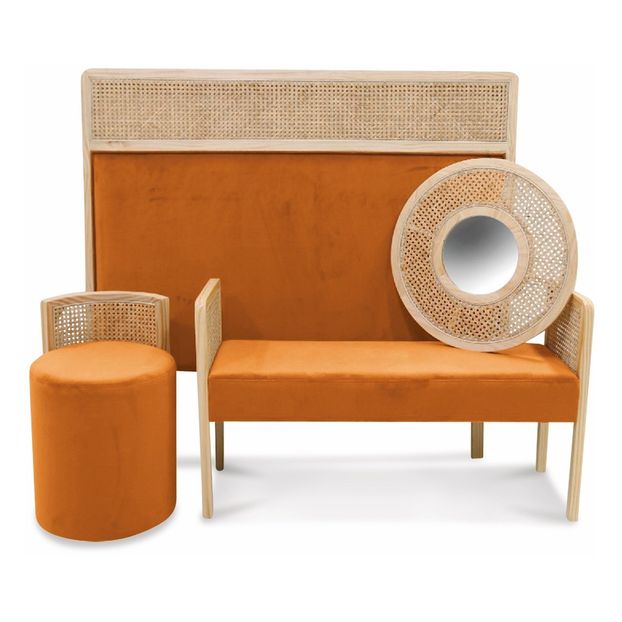 Tête de lit cannage et velours-product