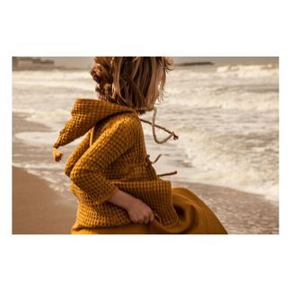 Moumout Peignoir en gros nid d'abeille avec capuche-listing