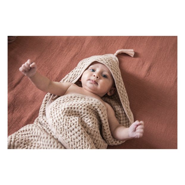 Capa de baño de gasa de algodón con pompón, estampado-product
