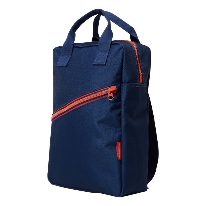 Mochila Grande Plástico Reciclado Cremallera Azul Marino- Imagen del producto n°1