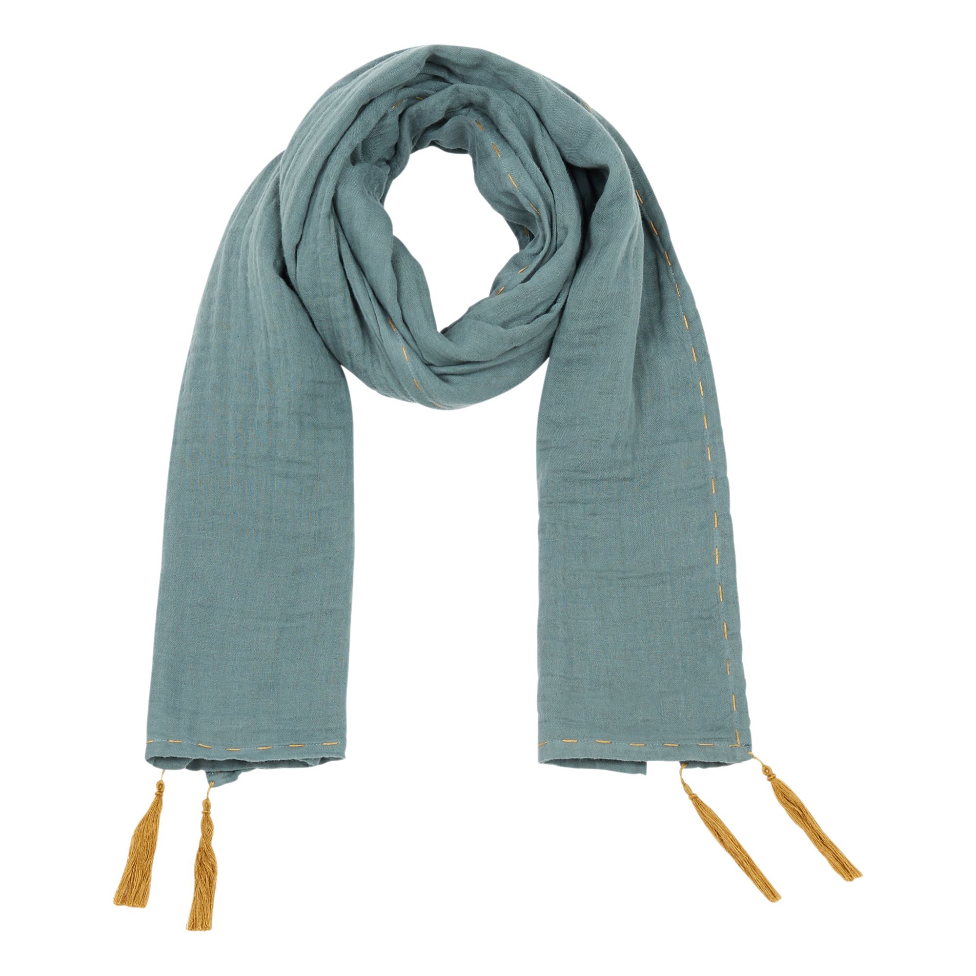 Numero 74 - Foulard Pompons 50*200 - Collection Femme - - Ice Blue S032