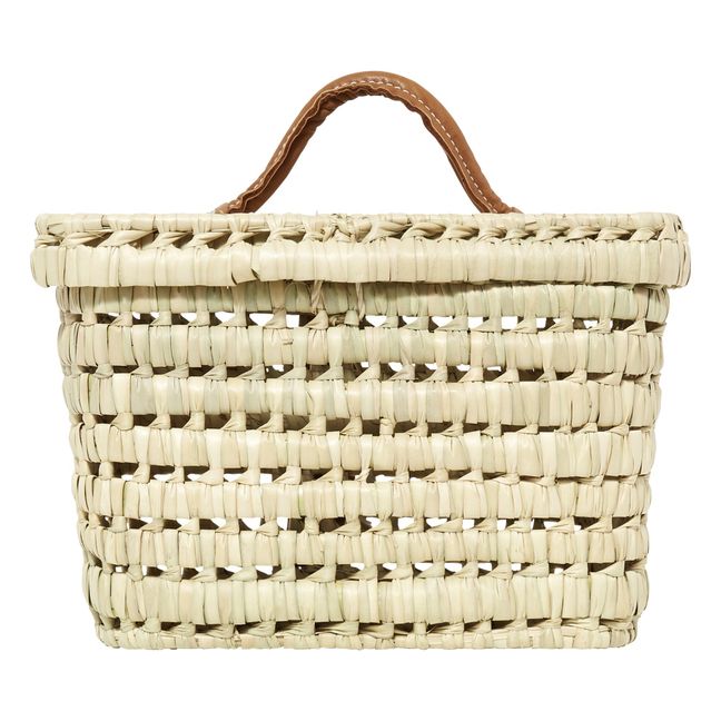 Basket with leather handle