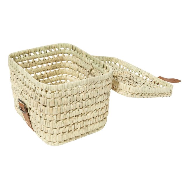 Basket with leather handle