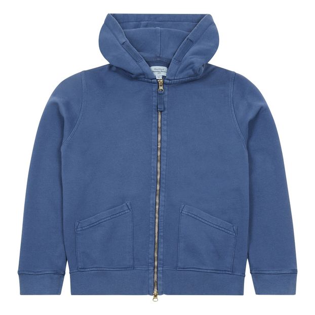 blue zipped hoodie