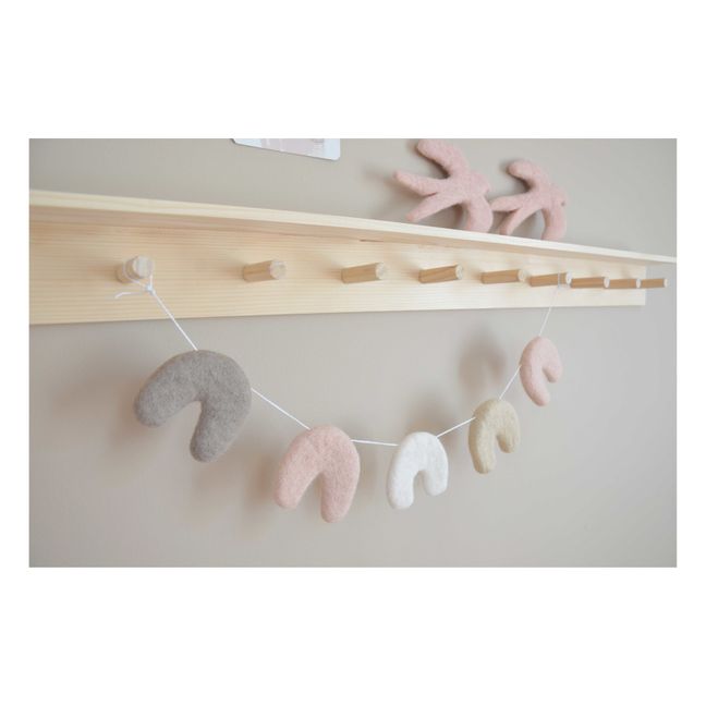 Guirlande arc-en-ciel en laine feutrée | Rose pâle