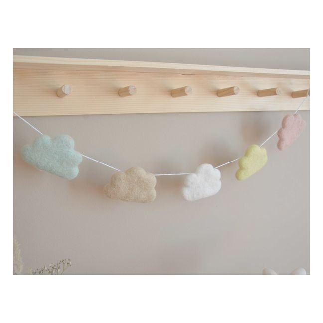 Guirlande nuages en laine feutrée | Rose pâle