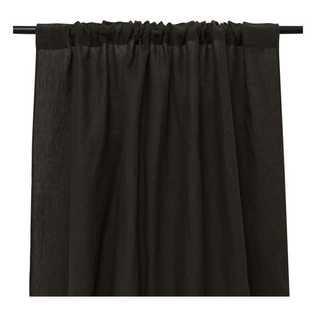 Washed linen rod pocket or clip ring curtains Carbon