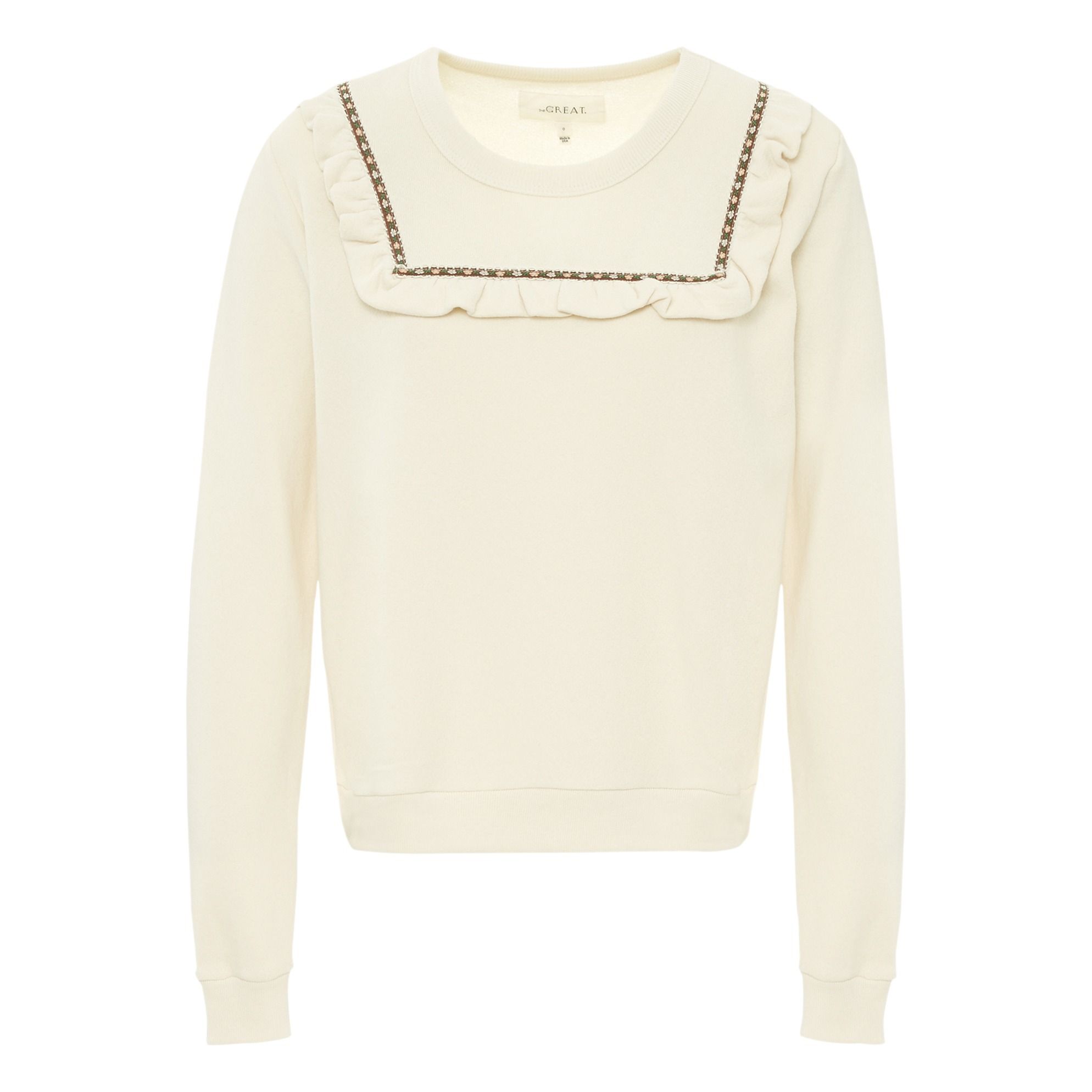 The Great - Sweat Ribbon Shrunken - Fille - Ecru