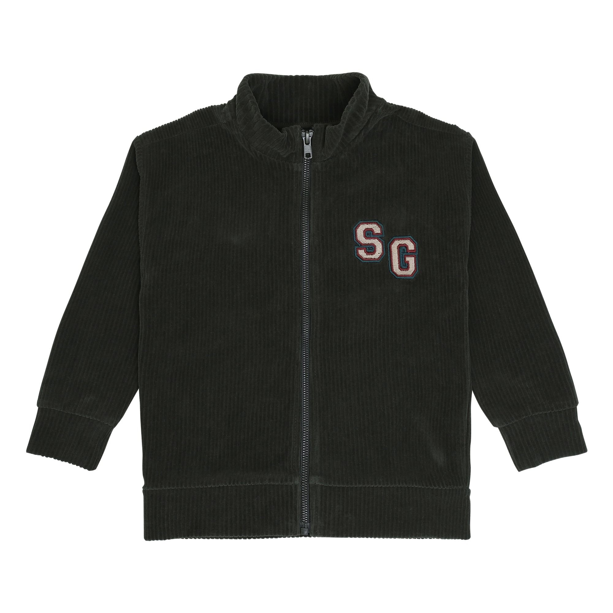 Soft Gallery - Sweat Zippé Dorian Velours - Garçon - Vert sapin