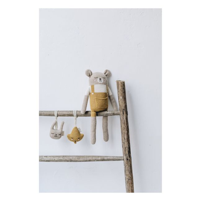 Doudou grand ours Jaune moutarde