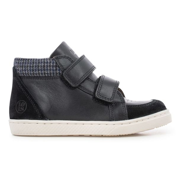 Base High Top Leather Trainers Black 