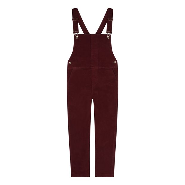 burgundy dungaree dress