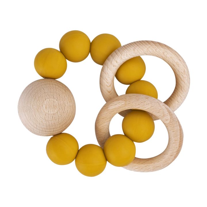 Mordedor Saturno de silicona y madera Ocre- Imagen del producto n°0
