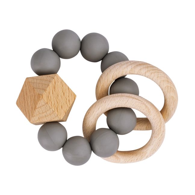 Beißring Titan aus Silikon und Holz | Grau