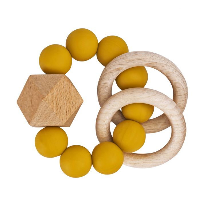 Mordedor Titán de silicona y madera Ocre- Imagen del producto n°0