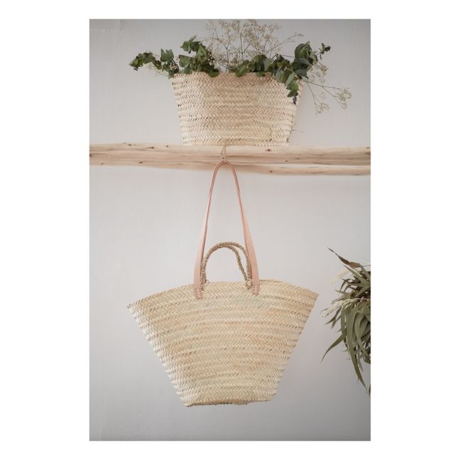 Double handle basket in leather