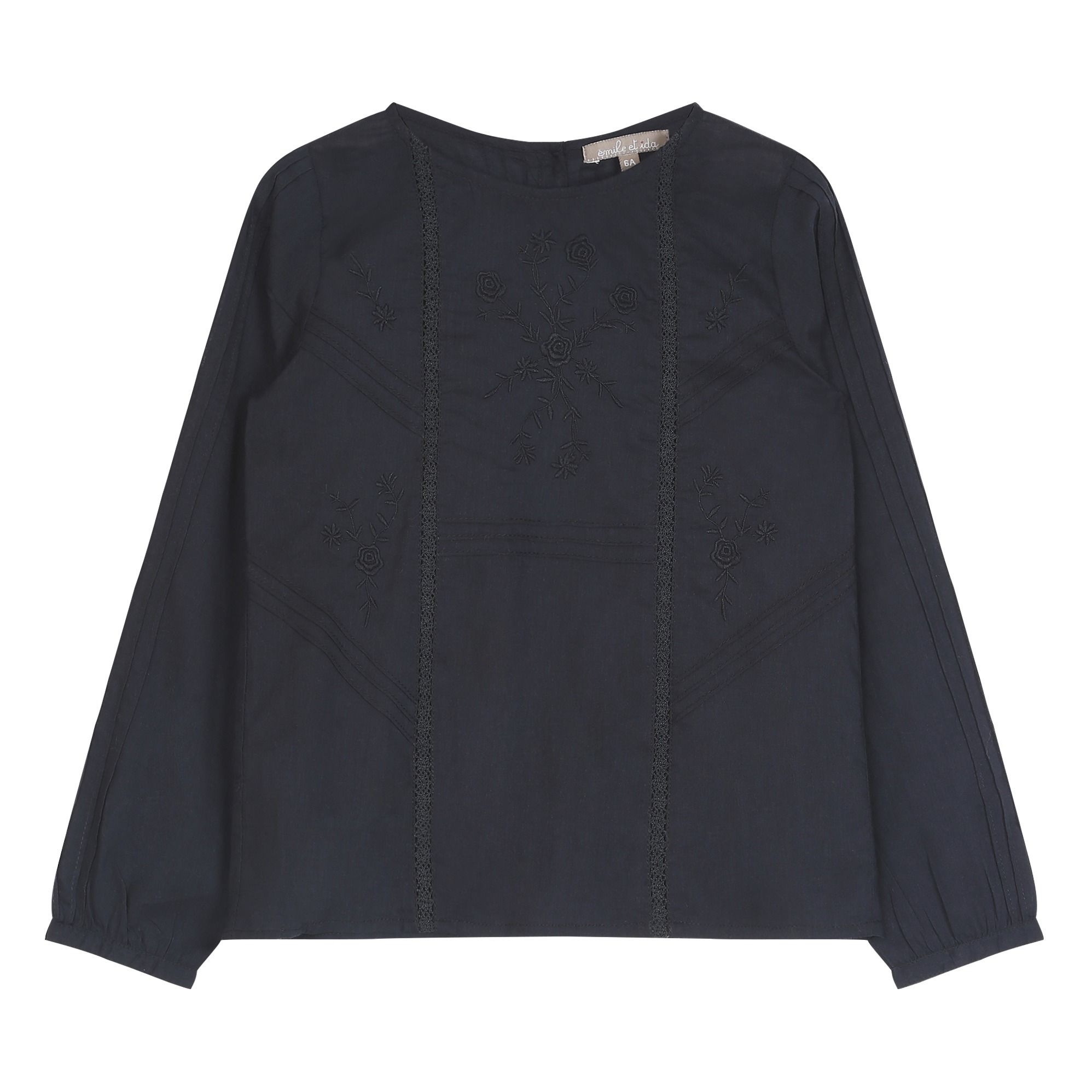 Emile et Ida - Blouse Dentelle - Fille - Gris anthracite