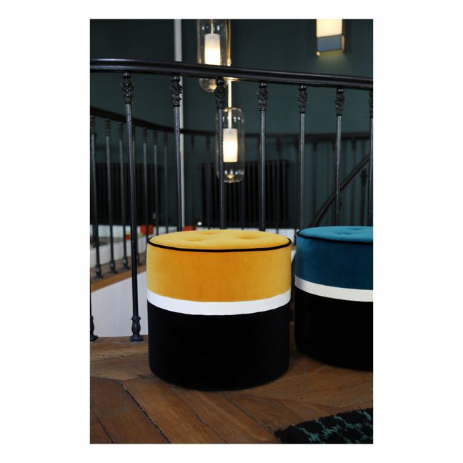 Pouf Léo en velours | Ocre