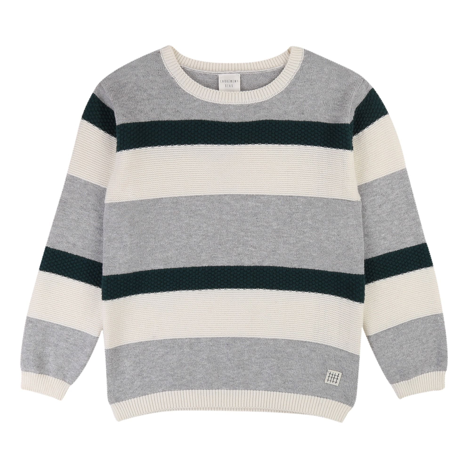 Pull Rayé Gris chiné Carrement Beau Mode Enfant CARREMENT BEAU Pull maille tricotée rayée fille blanc