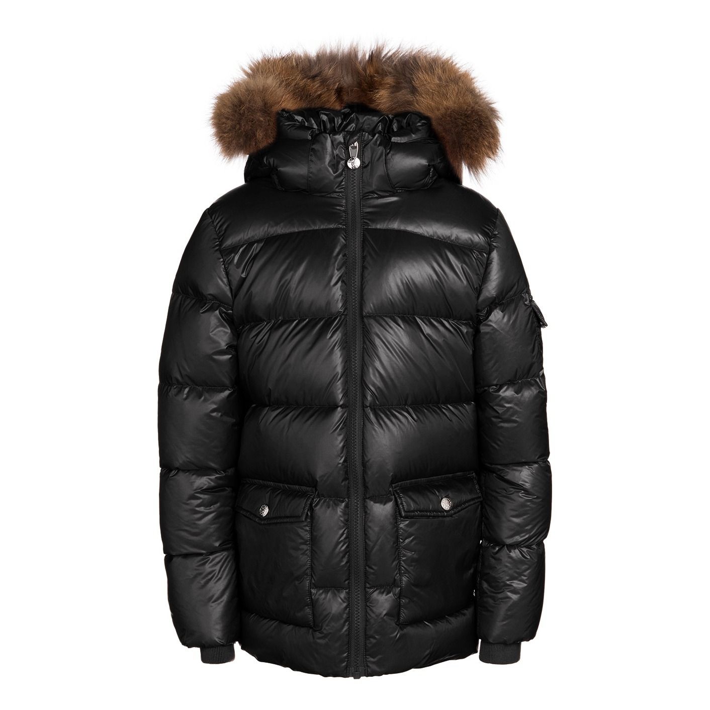 Authentic Shiny Fur Down Jacket Black Pyrenex Fashion Teen