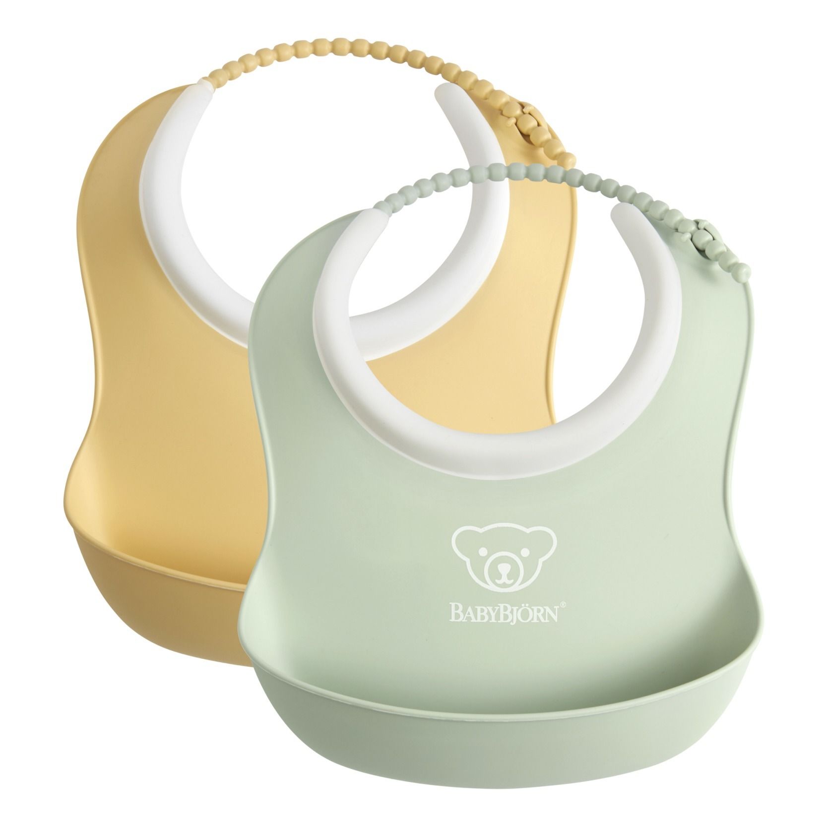 BabyBjorn - Bavoirs en silicone - Set de 2 - Vert pâle