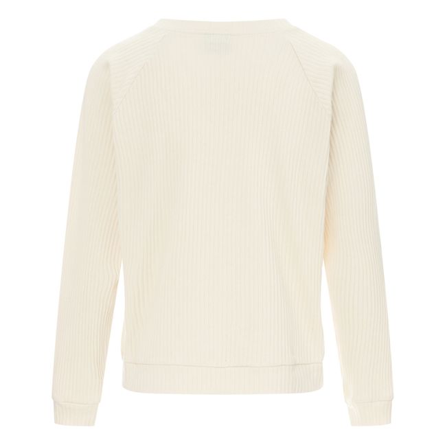 Sweat Côtelé Basic Coton Bio | Blanc cassé
