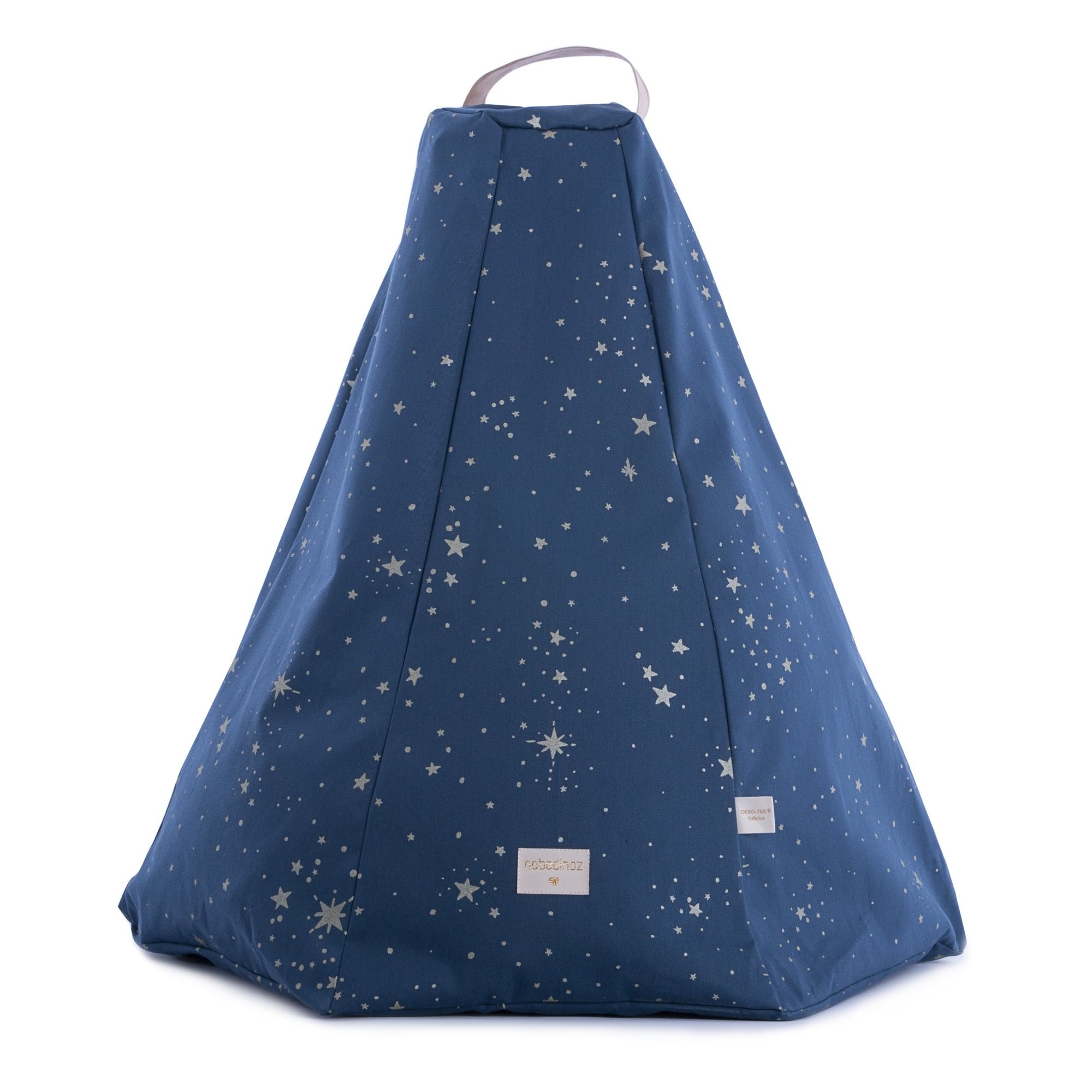 Nobodinoz - Pouf Marrakech en coton bio - Bleu nuit