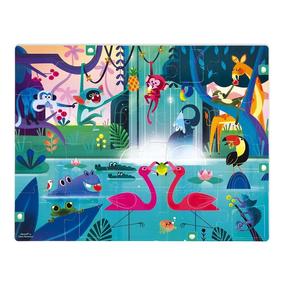Janod - Puzzle surprise Festin de la Jungle - 20 pièces - Multicolore