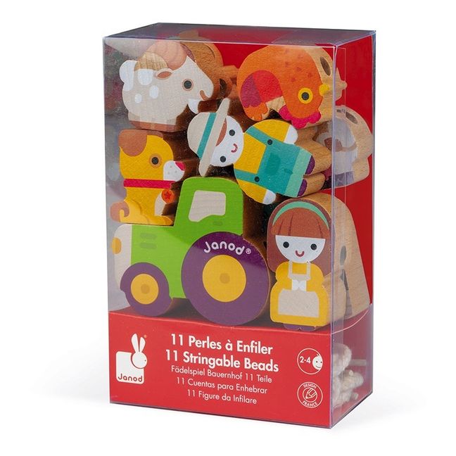 Fädelperlen Ferme aus Holz - 11-teiliges Set