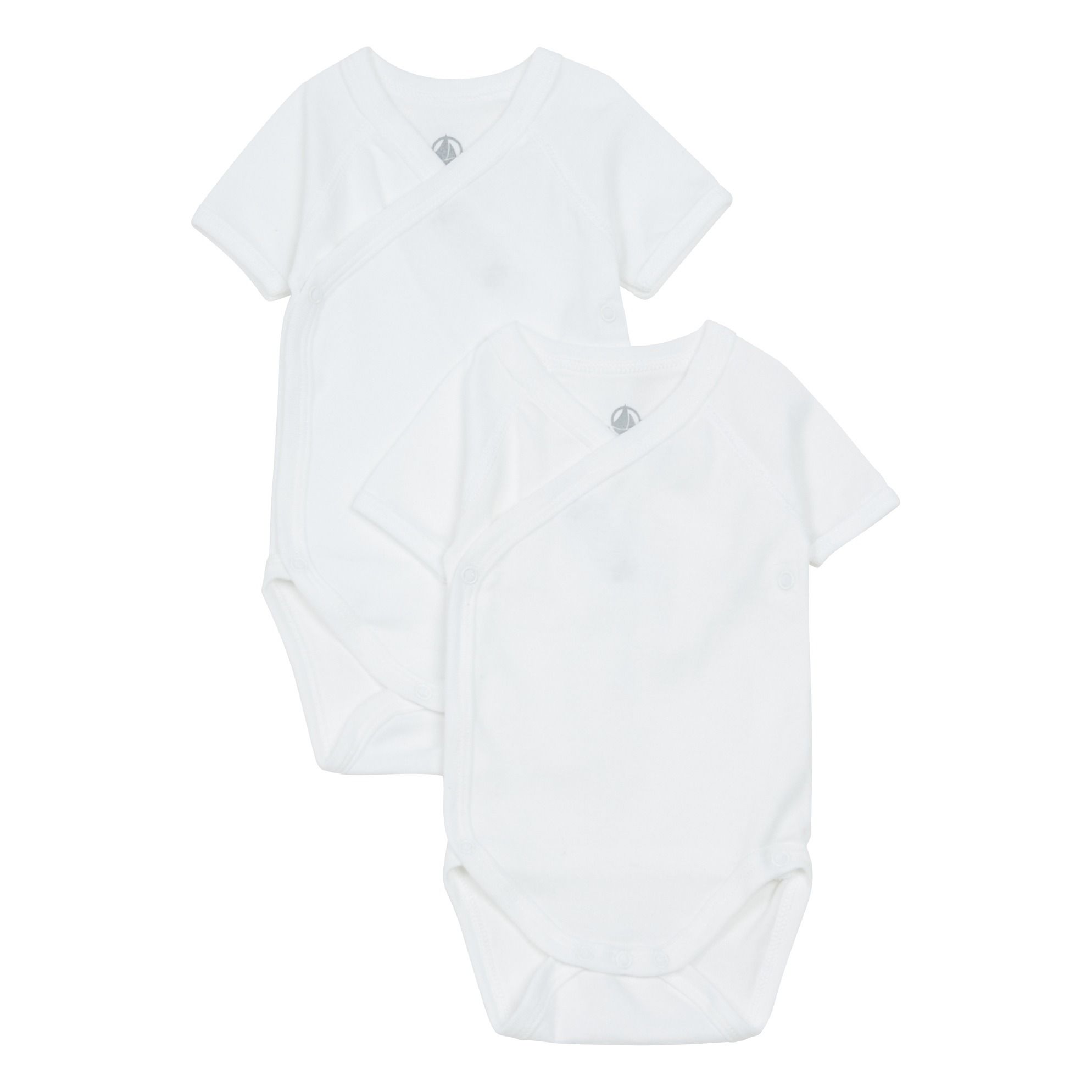 Petit Bateau - Lot 2 Bodies Naissance Croisés Coton Bio - Fille - Blanc