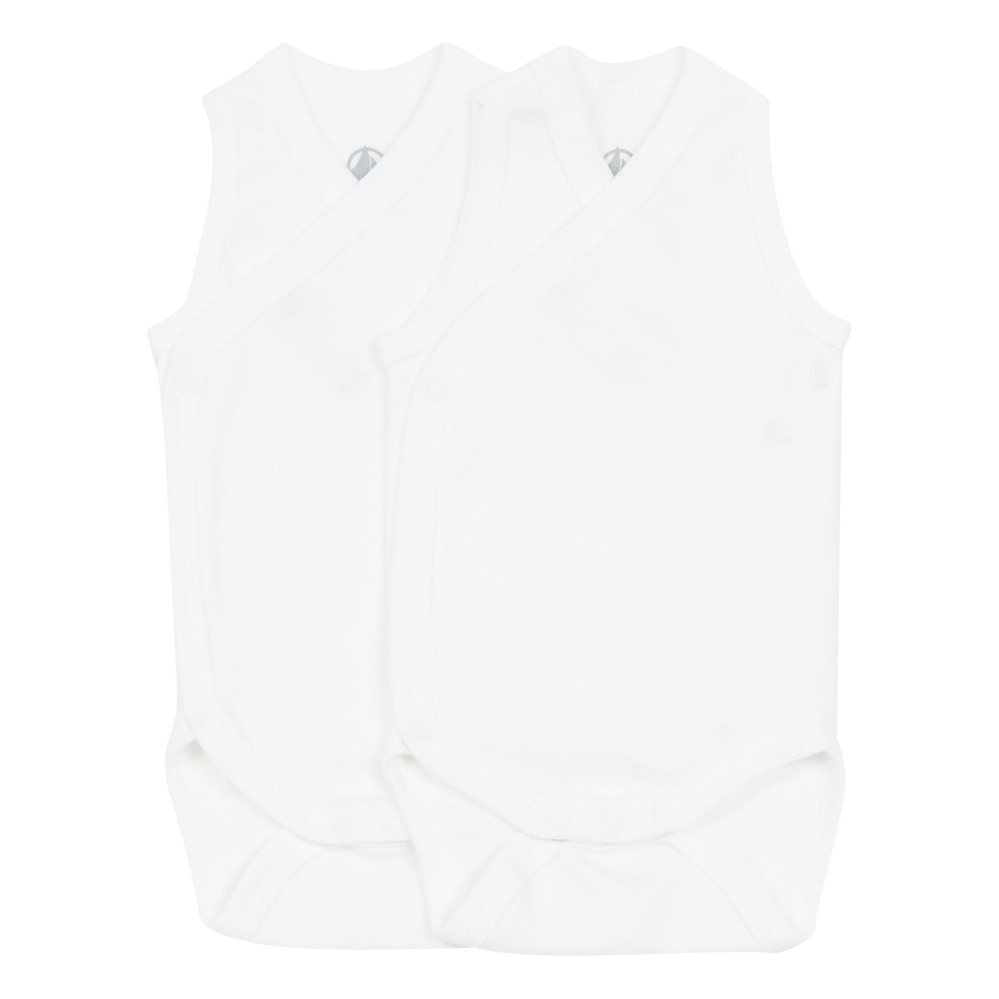 Petit Bateau - Lot 2 Bodies Débardeurs Croisés Coton Bio - Fille - Blanc