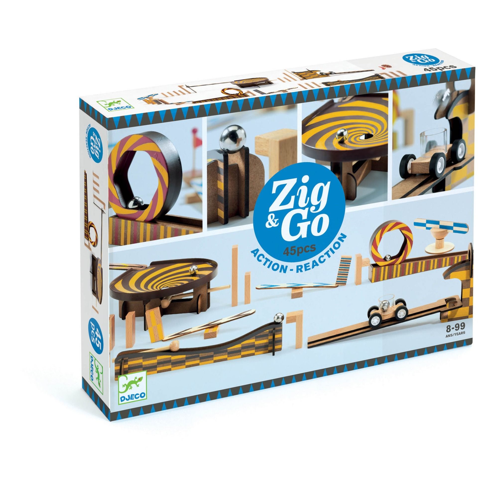 Djeco - Jeu de construction Zig & Go - Set de 45 - Multicolore