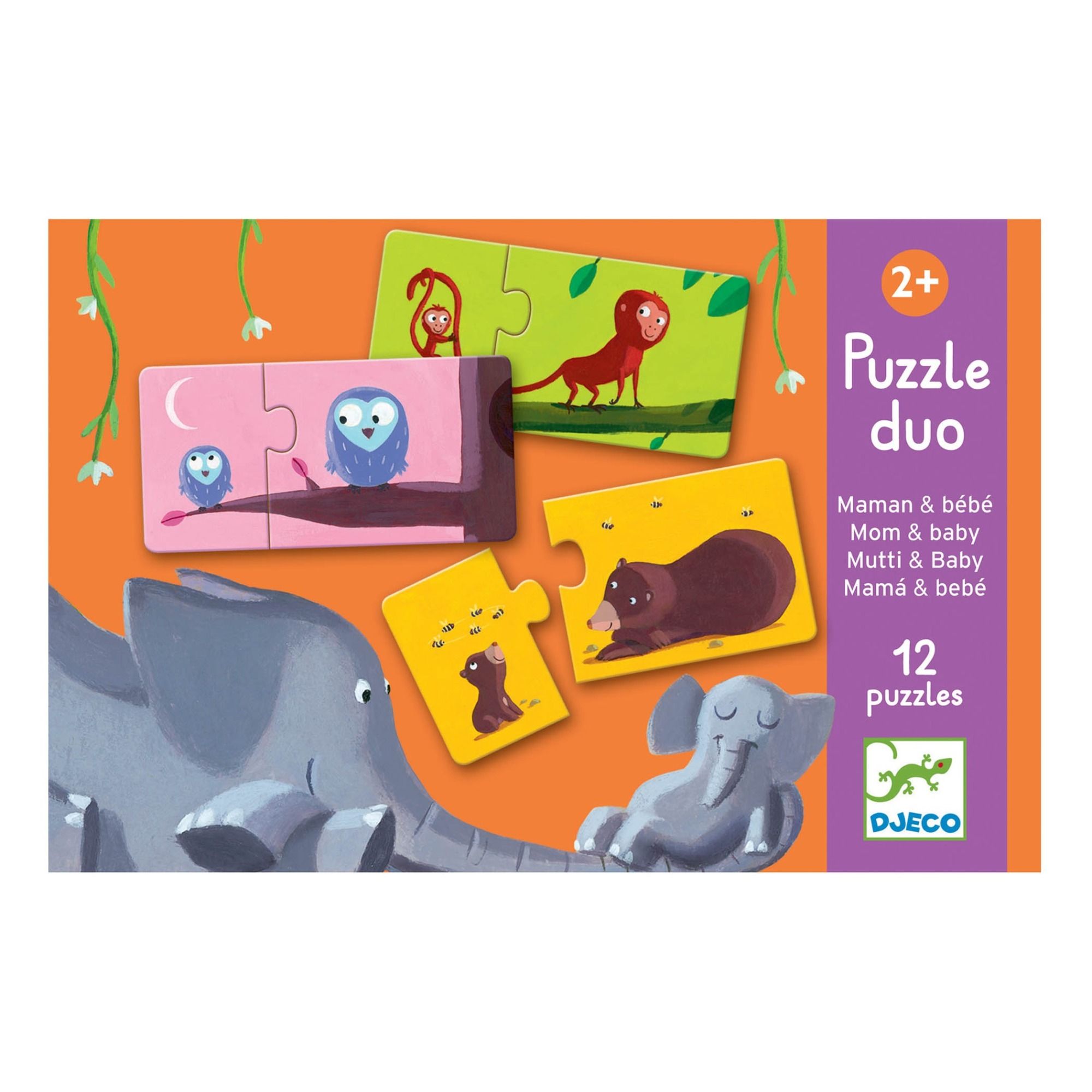 Djeco - Puzzle Duo maman et bébé - Multicolore