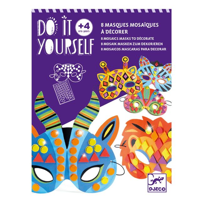 Jungle Animal Mosaic Masks To Decorate - Set of 8