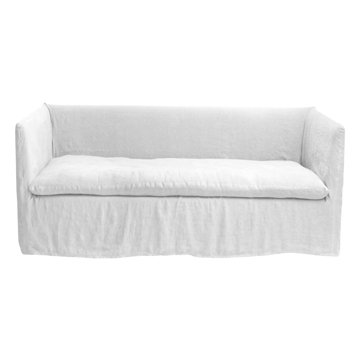 Sofá de lino lavado Boho Blanco Maison de vacances Design Adulto