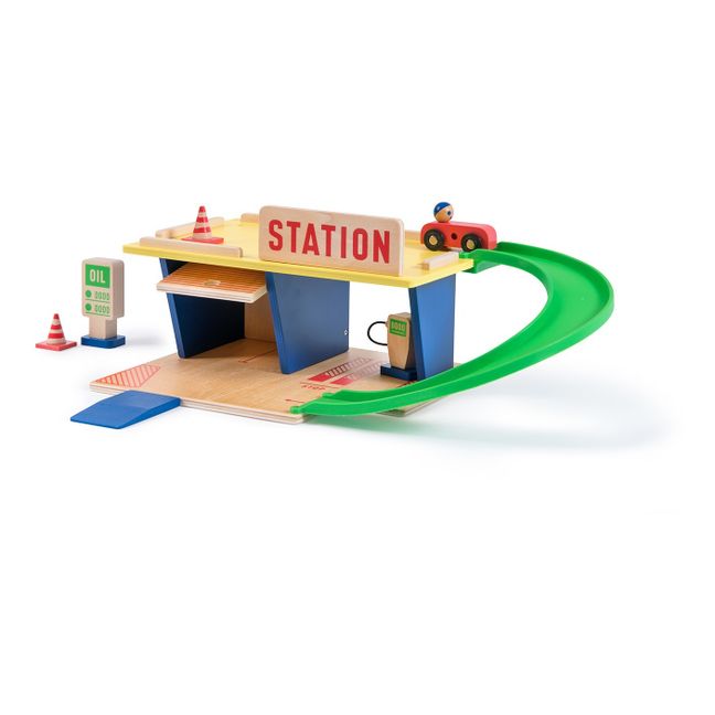 Wooden Petrol Station and Accessories (Toy Set)