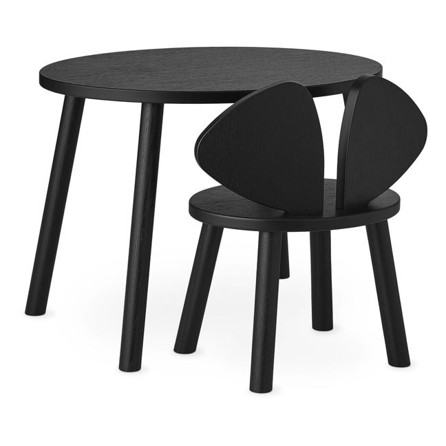 Chaise en chêne Souris | Noir