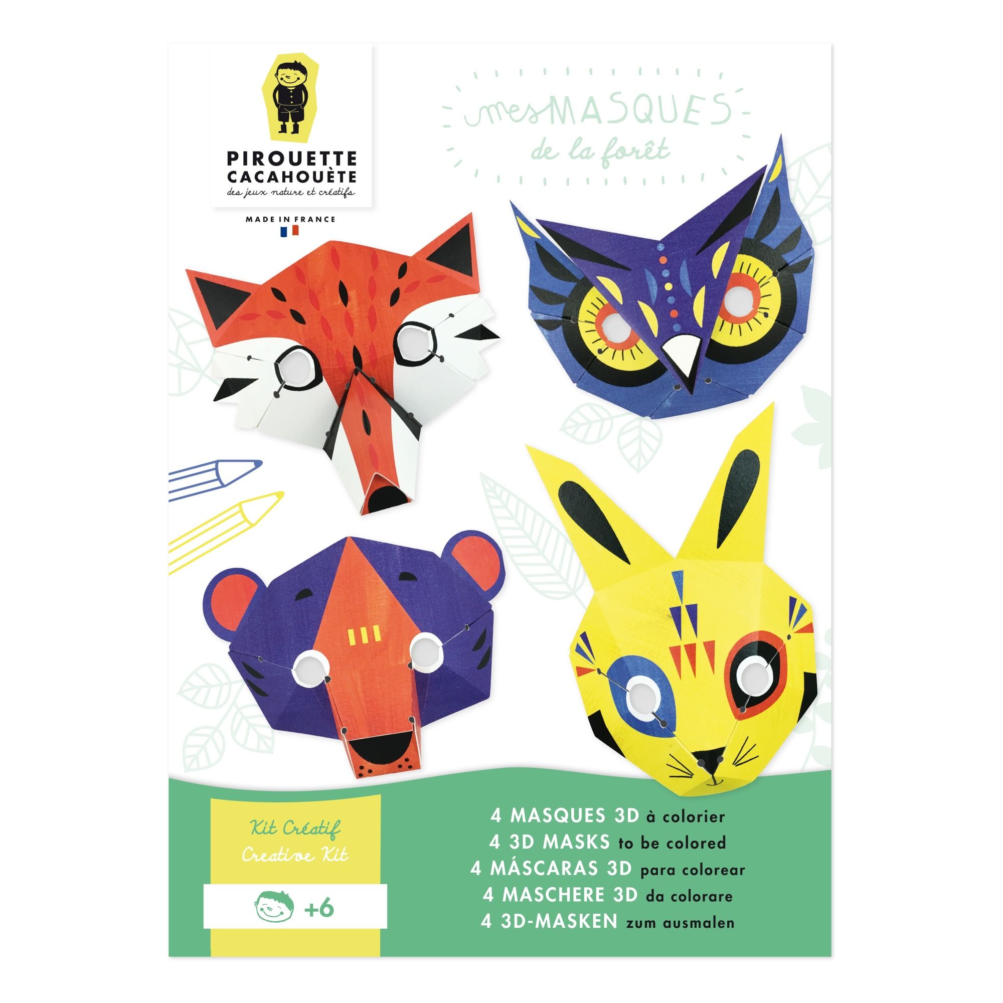 Pirouette Cacahouète - Masques à colorier Forêt - Multicolore