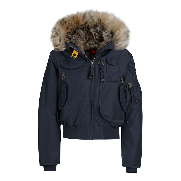 Faux Fur Hooded Gobi Girl Bomber Jacket | Navy blue- Product image n°0